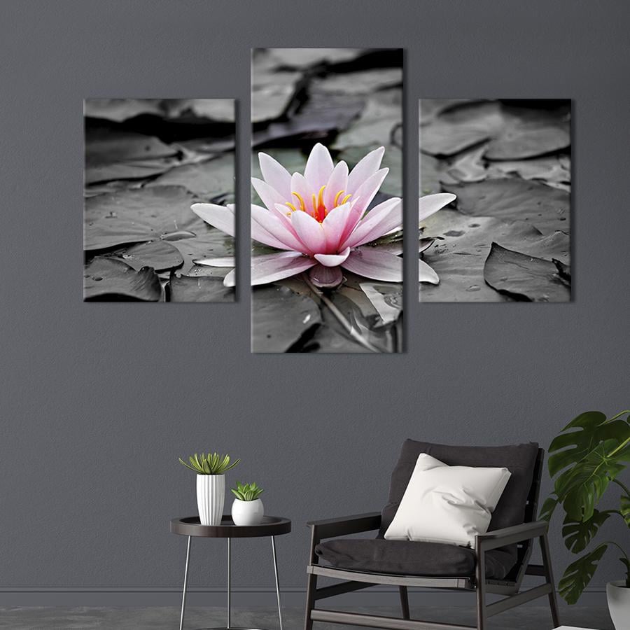 Модульная картина на холсте Триптих Одинокий розовый лотос 141x90 см (262-32)
