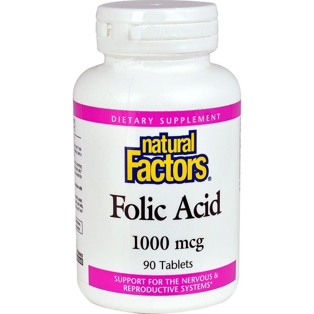 Фолиевая кислота Natural Factors Folic Acid 1000 mcg 90 Tablets