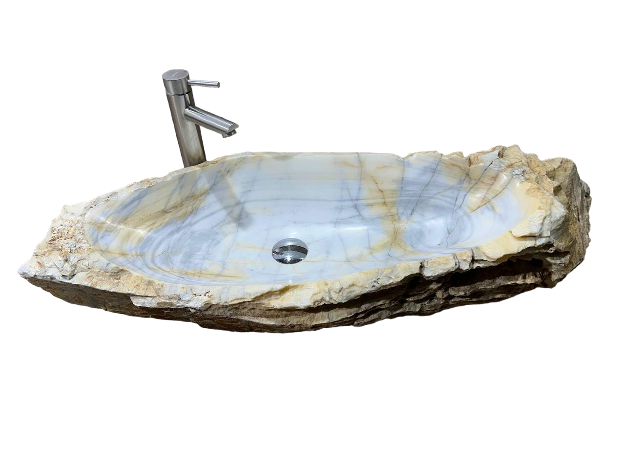 Умывальник мраморный 95/38/10 см 52 кг Серо-бежевый (13736772)