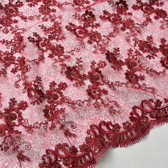 Ткань гипюр IDEIA Галатея 1,3 м Бургунд (2200004116594)