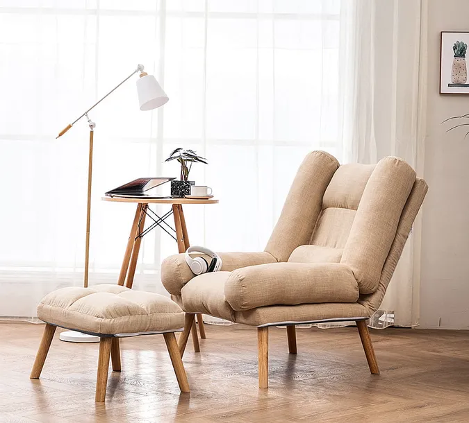 Кресло раскладное для отдыха Uszak Dior с подставкой для ног Бежевый - фото 2