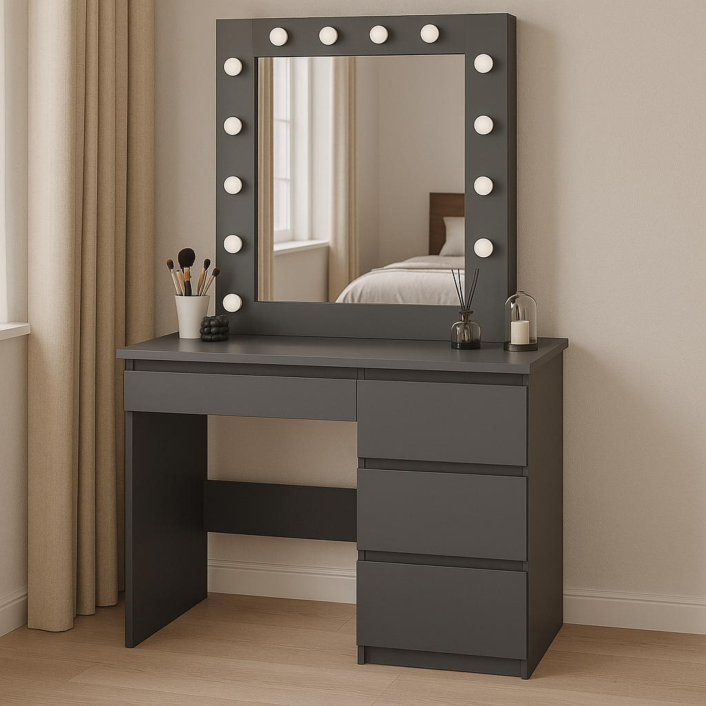 Столик для макіяжу з дзеркалом та підсвічуванням Beauty 94x140/75x43 см Графіт (TB31070700000) - фото 4 Столик для макіяжу з дзеркалом та підсвічуванням Beauty 94x140/75x43 см Графіт (TB31070700000) - фото 4