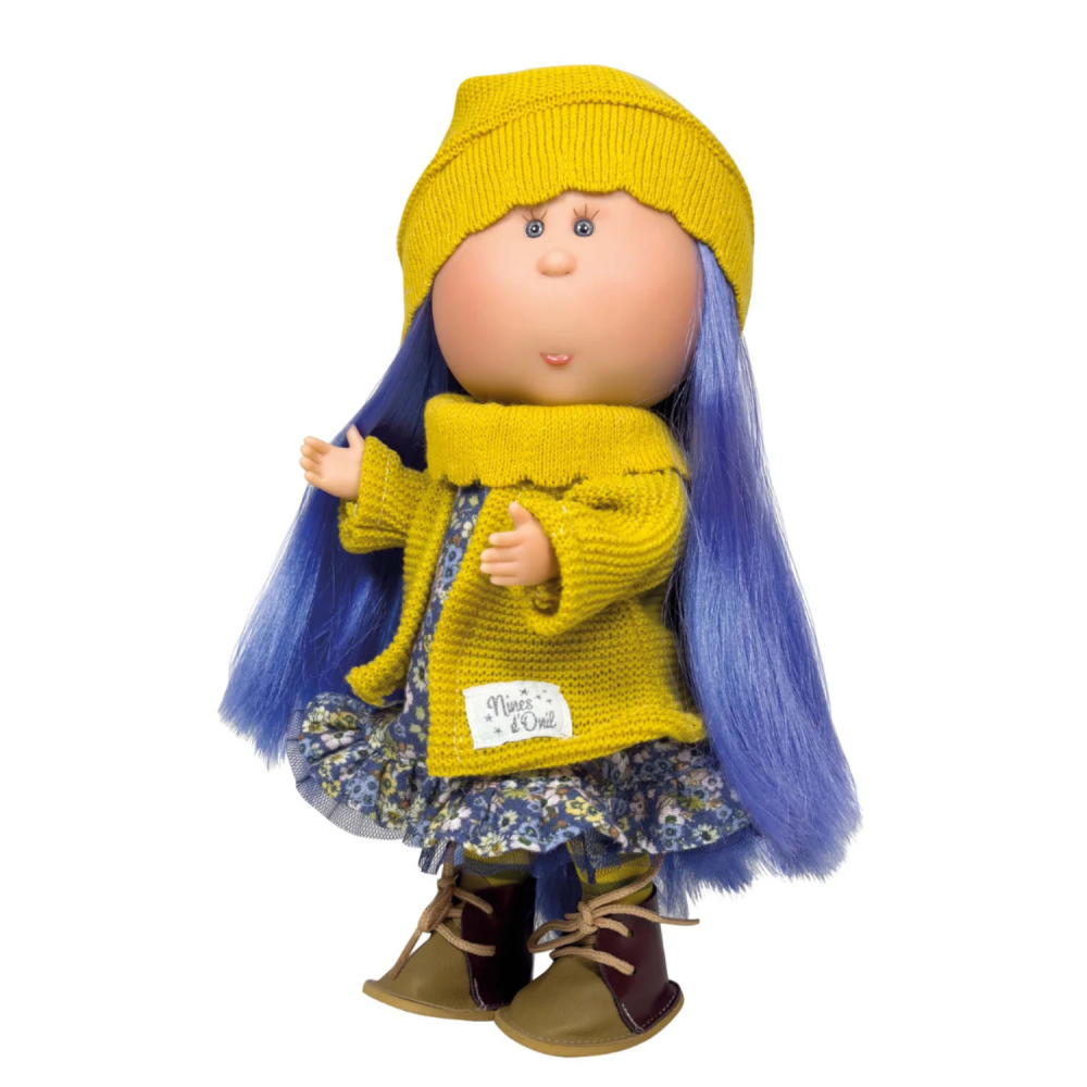 Кукла испанская mia nines d`onil виниловая большая девочка с синими волосами украинка 30 см