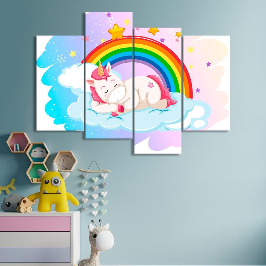 Картина в детскую комнату Спящий розовый единорог 149x106 см (A1384-4)