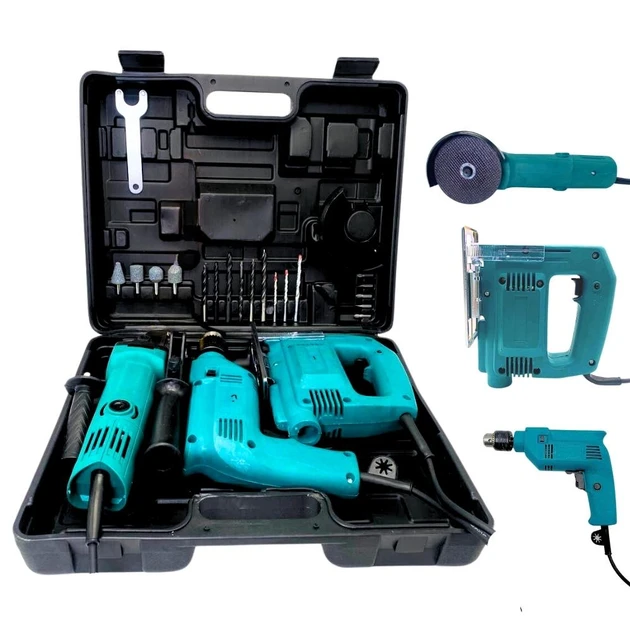 Набор электроинструментов 3в1 сетевая ударная дрель/болгарка сетевая/лобзик электрический - фото 2