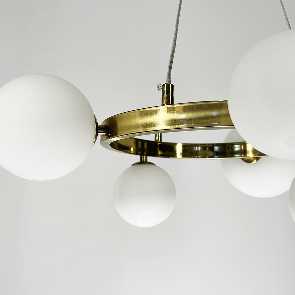 Люстра кольцевая с 5 белыми плафонами Ø 55 см Латунь (AT 32/5R AB+WT) - фото 2