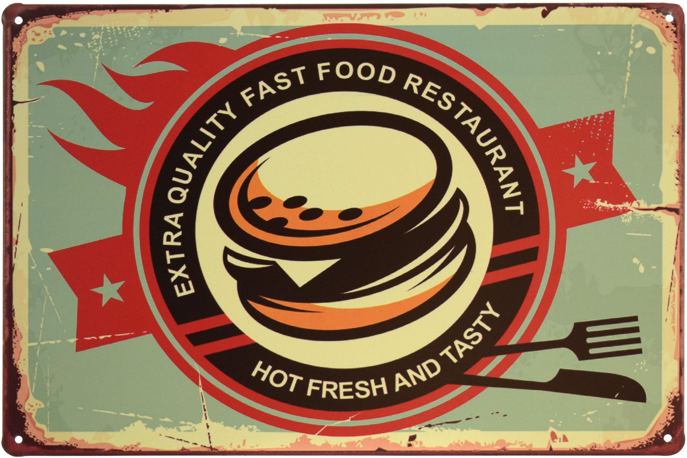 Табличка металева Ресторан Швидкого Харчування Вищої Якості/Extra Quality Fast Food Restaurant 20x30 см