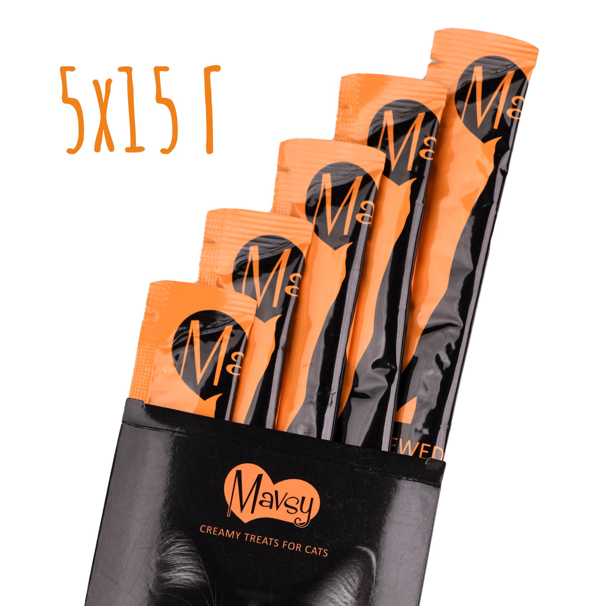 Ласощі для котів кремові Mavsy Creamy superfood STEWED RABBIT IN RIPE PERSIMMON SAUCE WITH CHIA SEEDS 5 шт./15 г (24628680) - фото 2 Ласощі для котів кремові Mavsy Creamy superfood STEWED RABBIT IN RIPE PERSIMMON SAUCE WITH CHIA SEEDS 5 шт./15 г (24628680) - фото 2