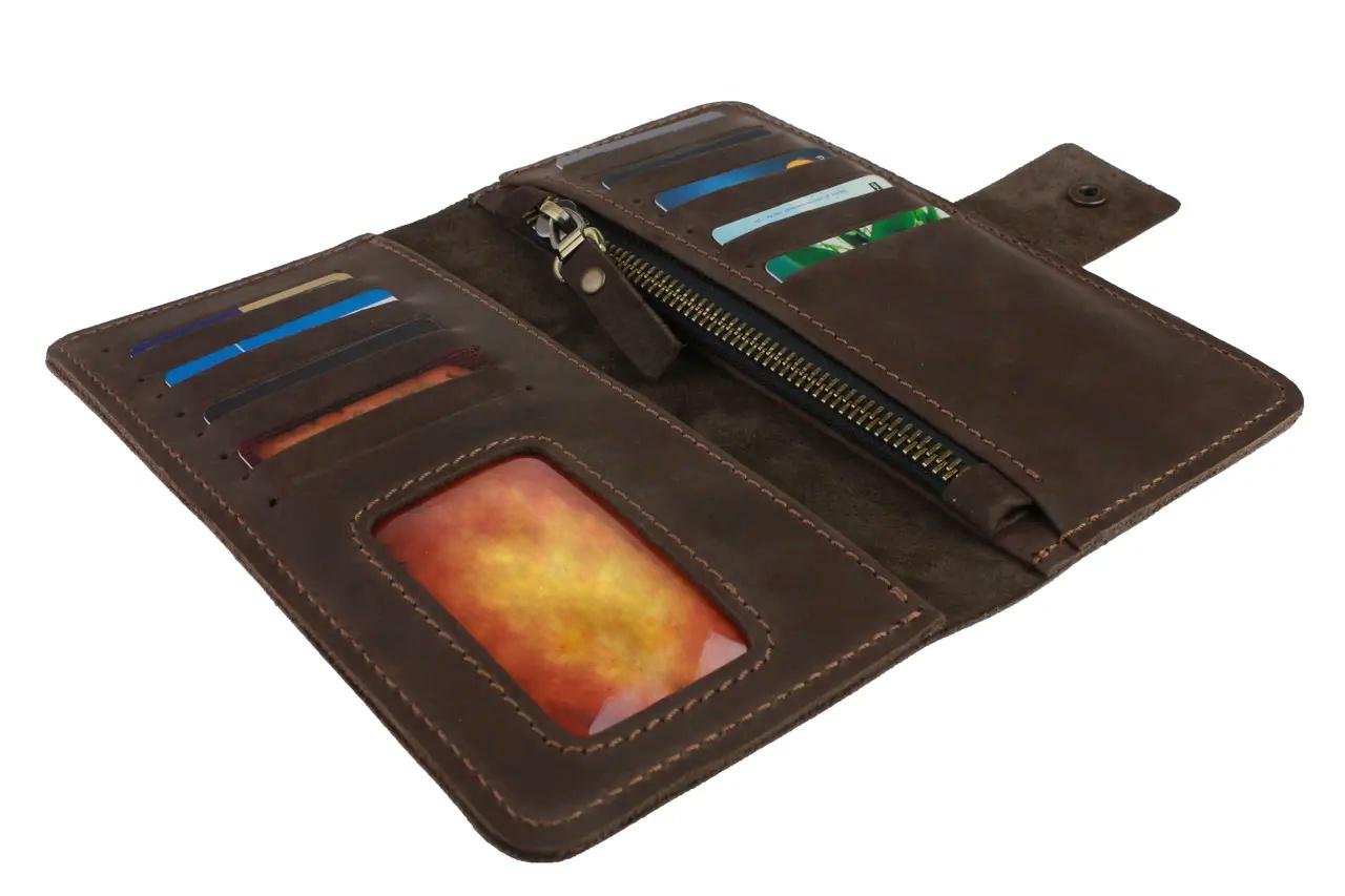 Гаманець FREESKIN шкіряний 19х9,5х1 см Темно-коричневий - фото 4 Гаманець FREESKIN шкіряний 19х9,5х1 см Темно-коричневий - фото 4