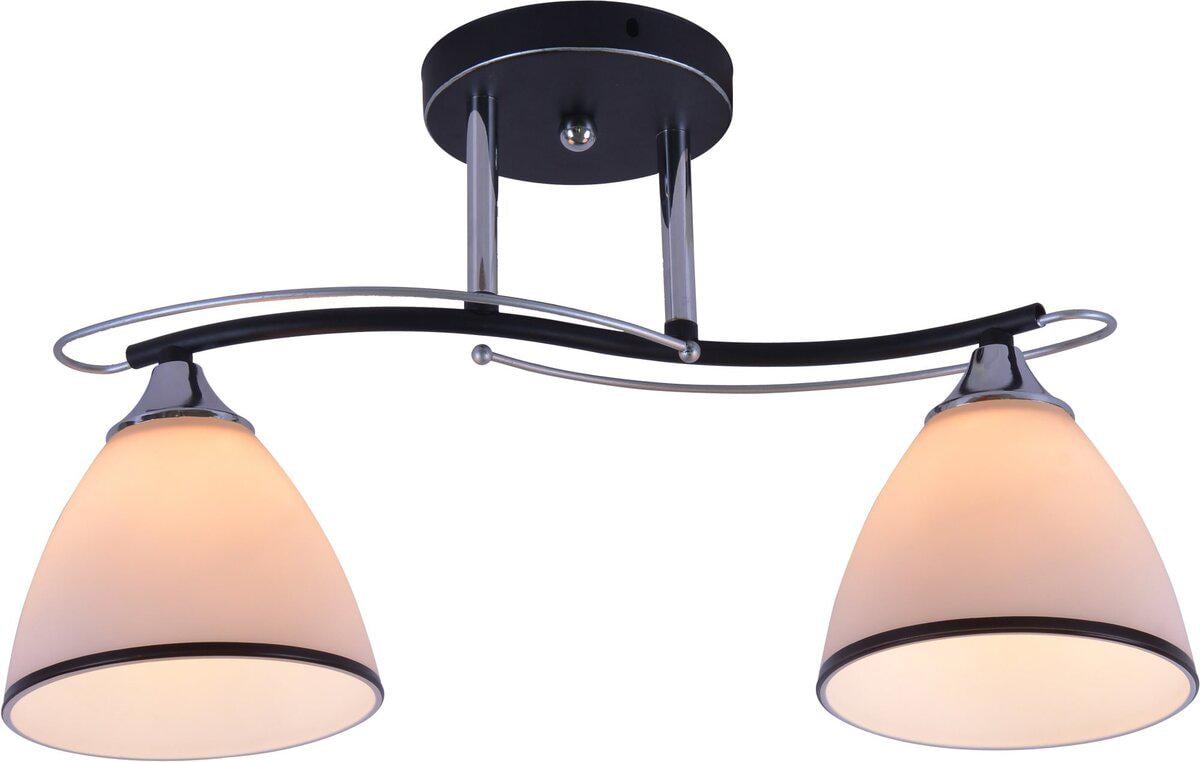 Люстра потолочная Light House SRS-20707/2 плафон белый с каймой Черный/Хром Люстра потолочная Light House SRS-20707/2 плафон белый с каймой Черный/Хром
