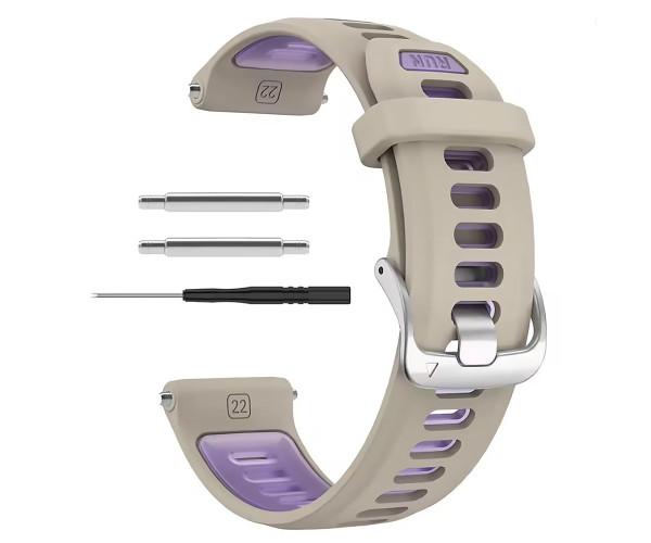 Ремешок Silicone Dual Color для смарт-часов Garmin Forerunner 970 22 мм Серо-фиолетовый