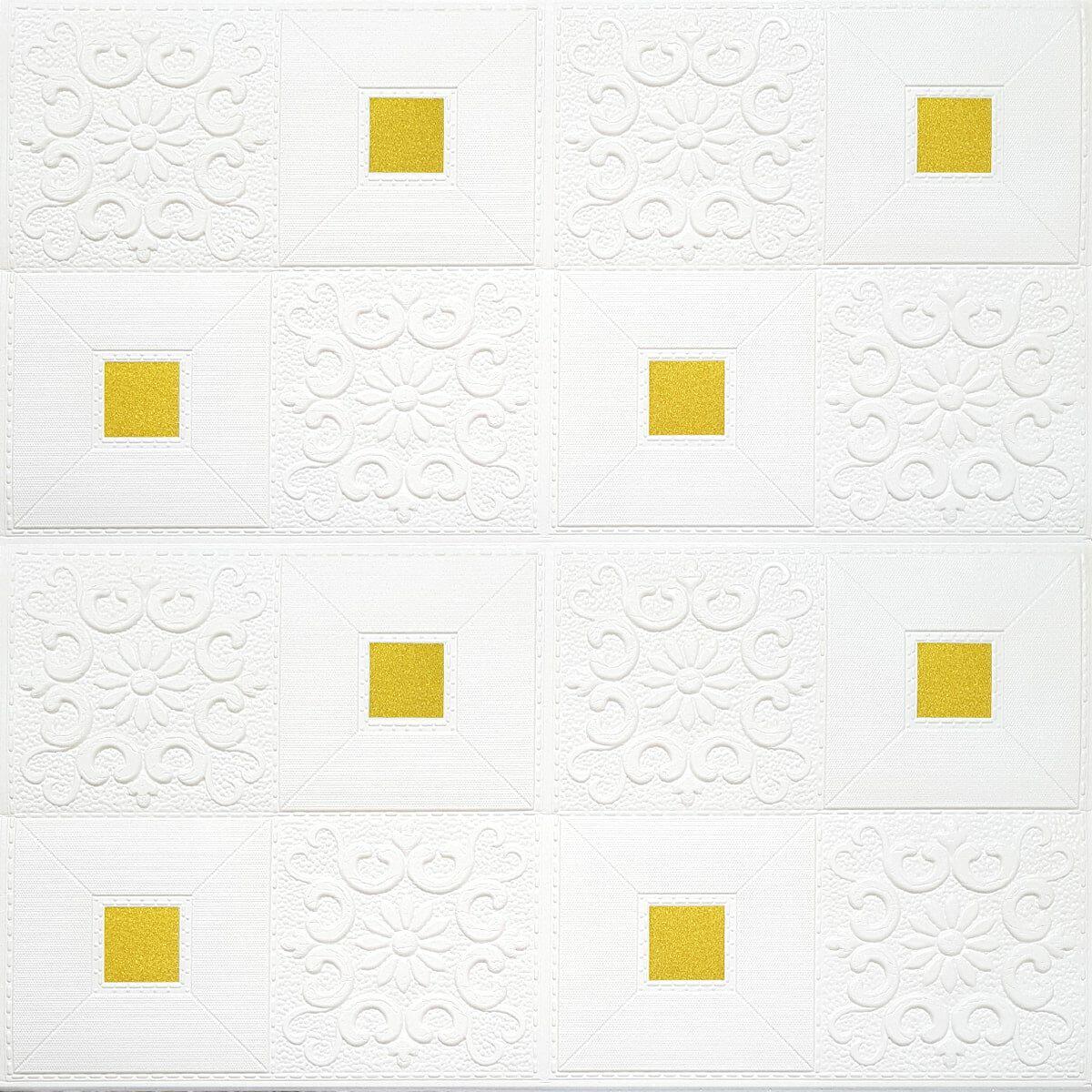 3D-панель самоклеющаяся декоративная потолочно-стеновая Фигуры с золотом 700x700x5 мм 314 (SW-00000755)