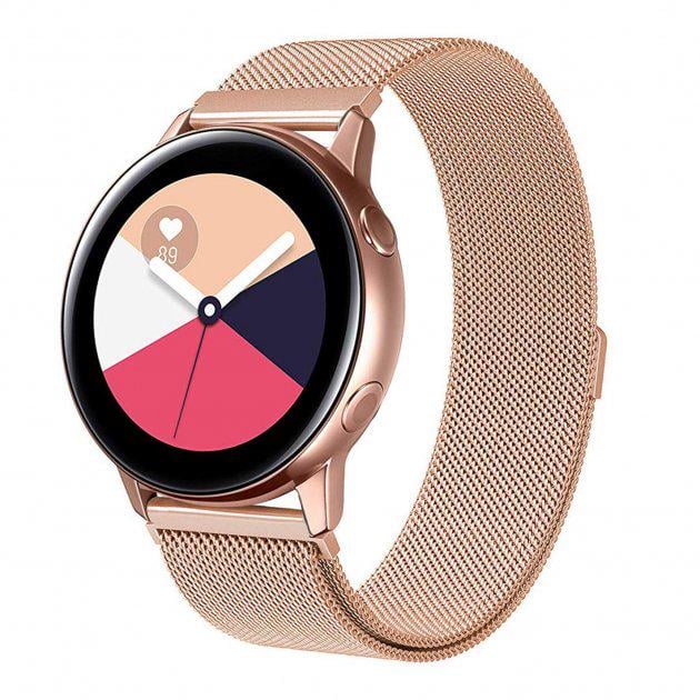 Металевий ремінець Watchbands Milanese Loop для Samsung Galaxy Watch Active Rose Gold (WB0012MILANSEROSEGOLDA) - фото 2