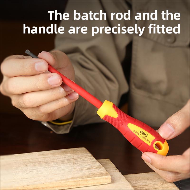 Викрутка шлiцьова Ізольована Deli Tools EDL5141001 4.0*100 мм (27206869) - фото 5 Викрутка шлiцьова Ізольована Deli Tools EDL5141001 4.0*100 мм (27206869) - фото 5