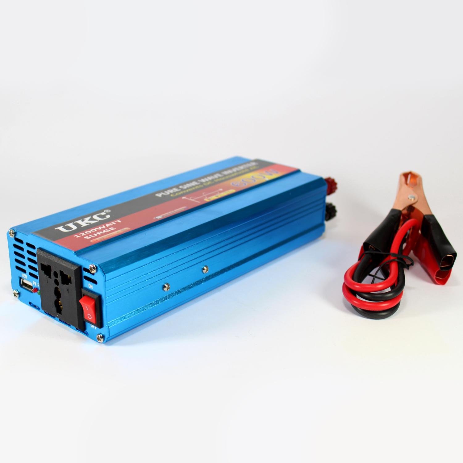 Автомобильный инвертор 600-12 V чистый синус/USB/кулер/2 предохранителя (e7f78123)