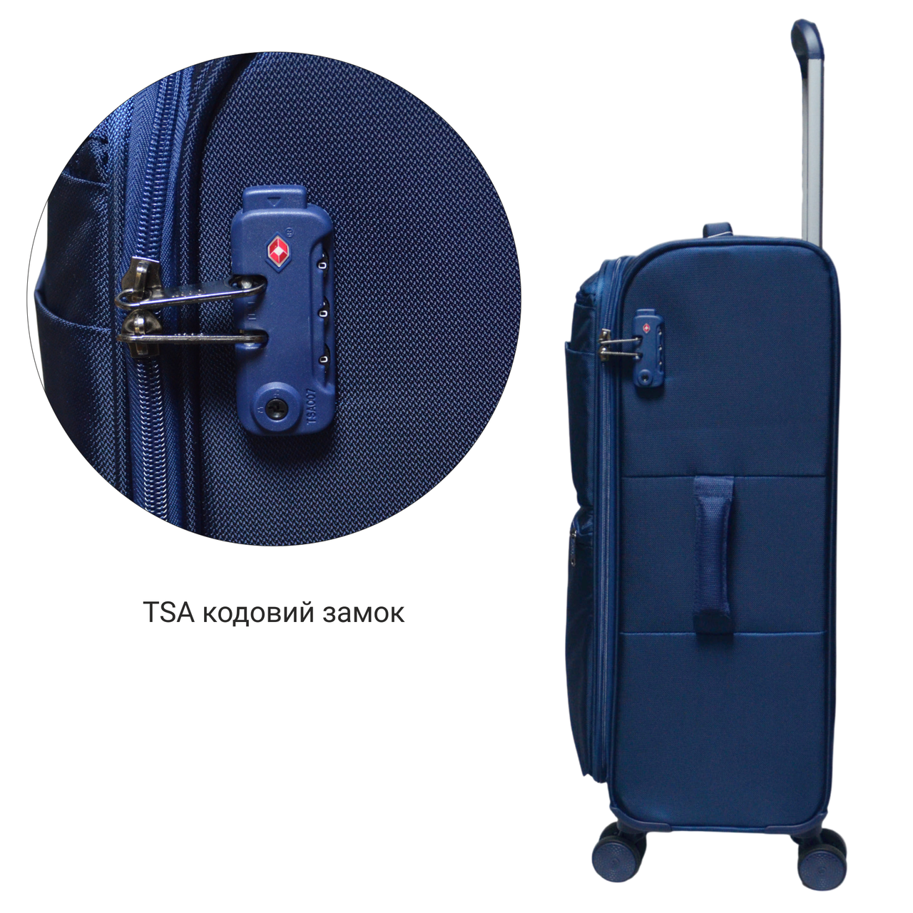 Валіза Goby London GB-3004/24 текстильна з кишенями 4 колеса замок TSA 24" 65 л Blue (2503605143) - фото 6 Валіза Goby London GB-3004/24 текстильна з кишенями 4 колеса замок TSA 24" 65 л Blue (2503605143) - фото 6