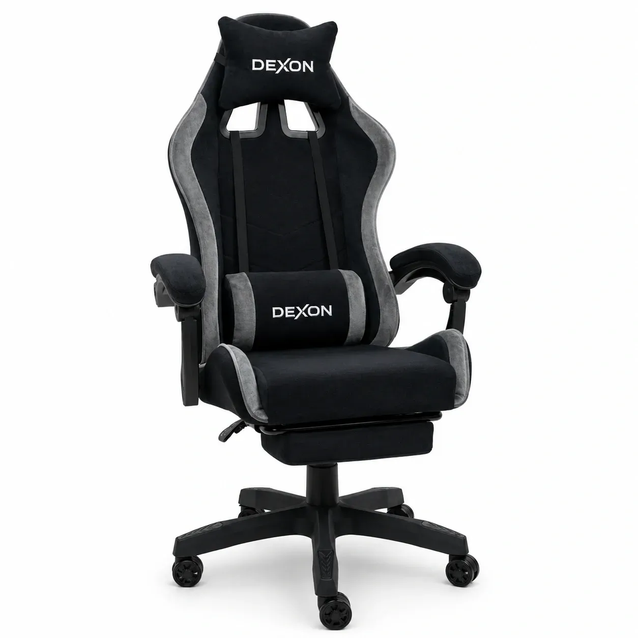 Геймерское кресло DEXON ONYX с подставкой для ног из велюра Dark Grey (40288)
