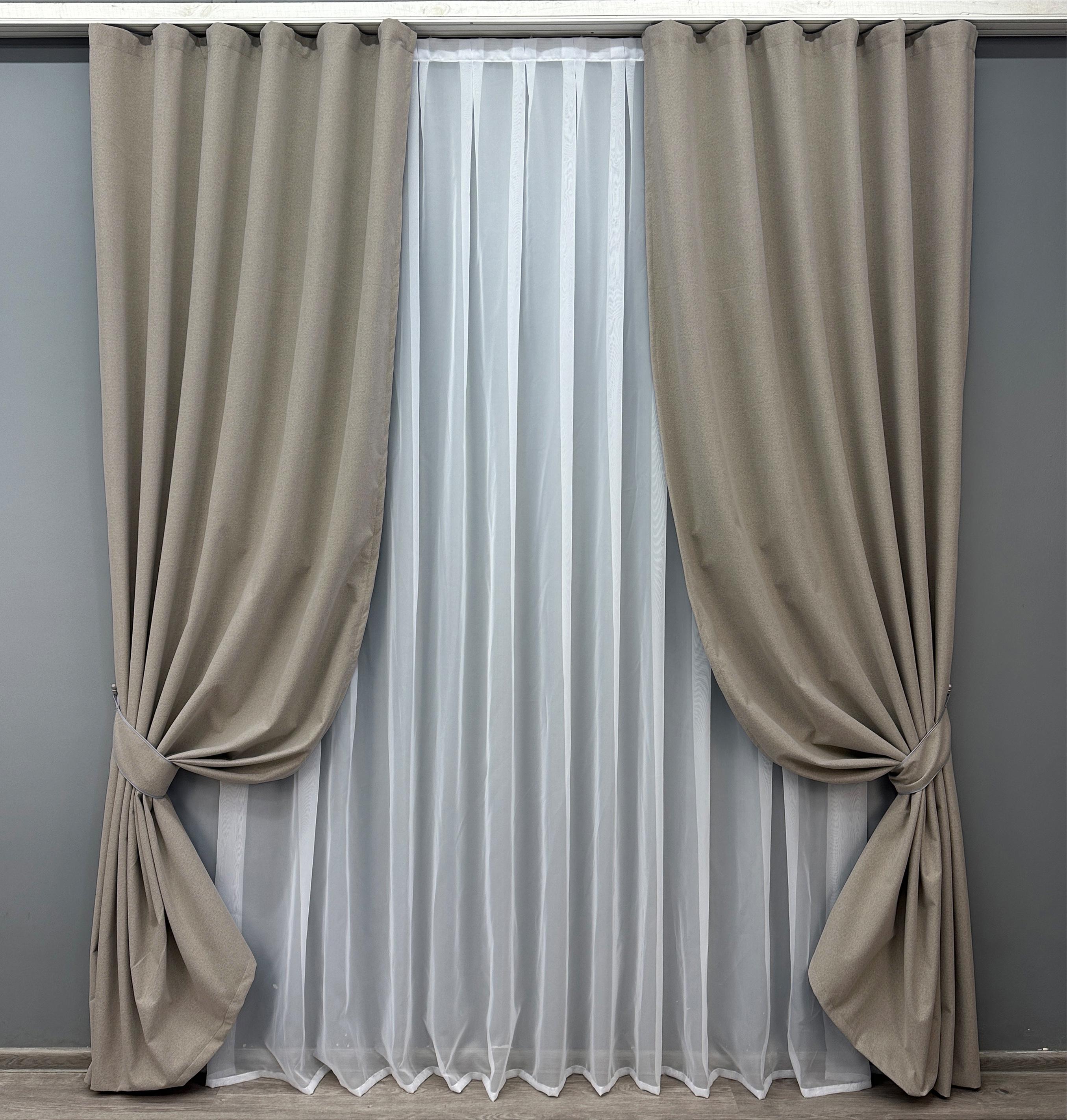 Комплект штор VR-Textil Мешковина № 1720ш лен-блэкаут 150х270см 2 шт. Серый (33-0629)