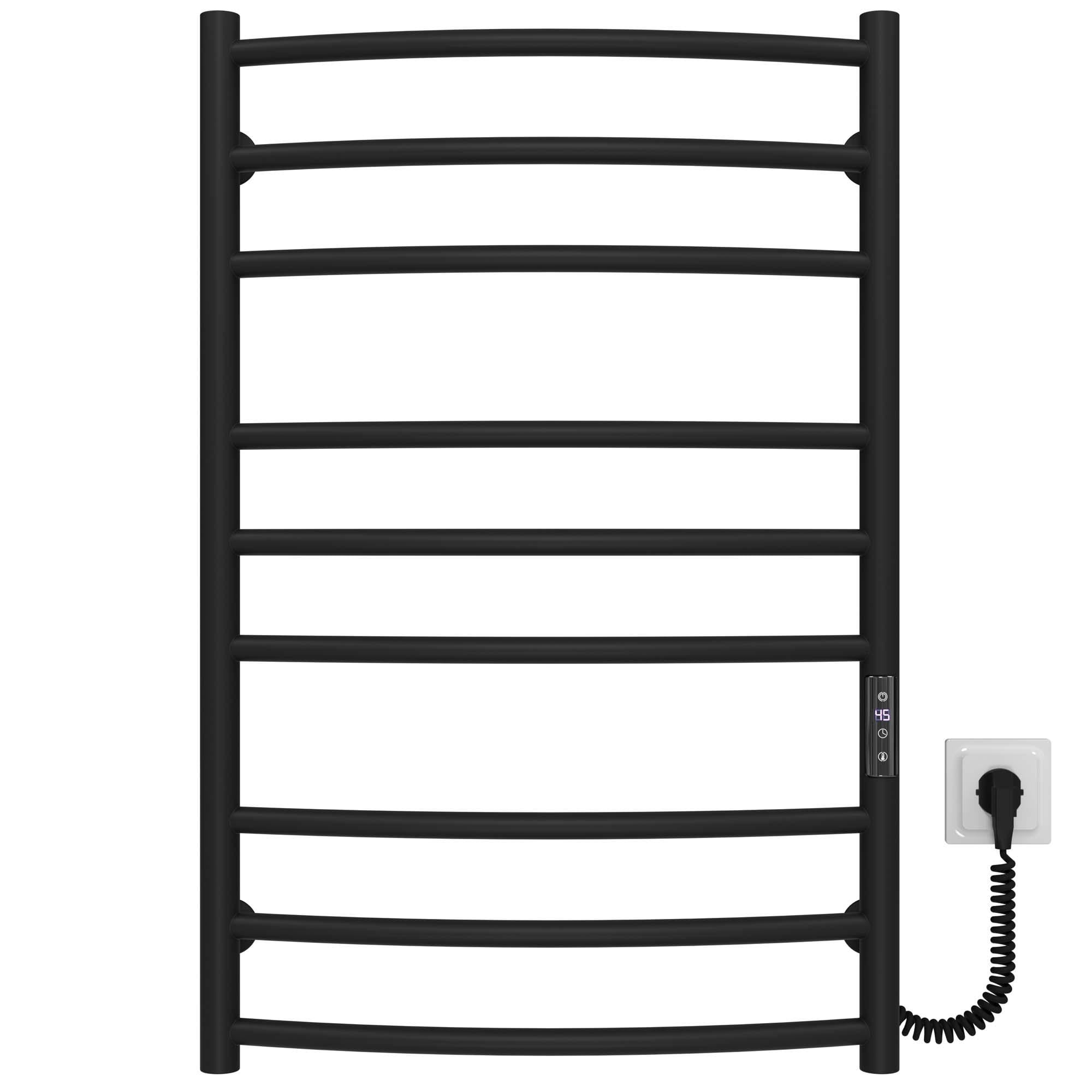 Полотенцесушитель электрический Deffi Классик Элит П9 JD03 нержавеющая сталь 600х800 мм Черный (C.KE.80.60.9.EBR1)