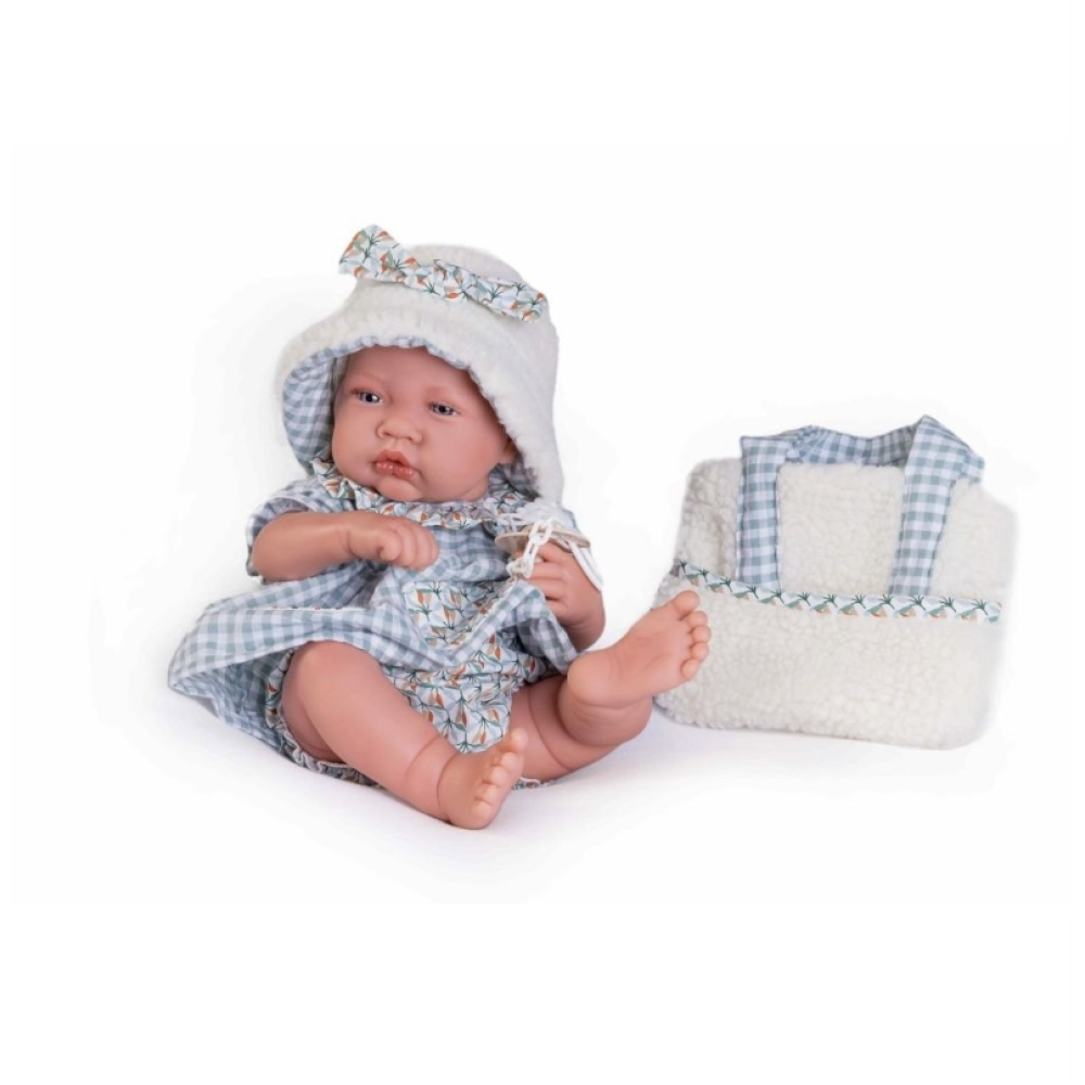Кукла виниловая Реборн Antonio Juan новорожденная девочка младенец с сумочкой 42 см