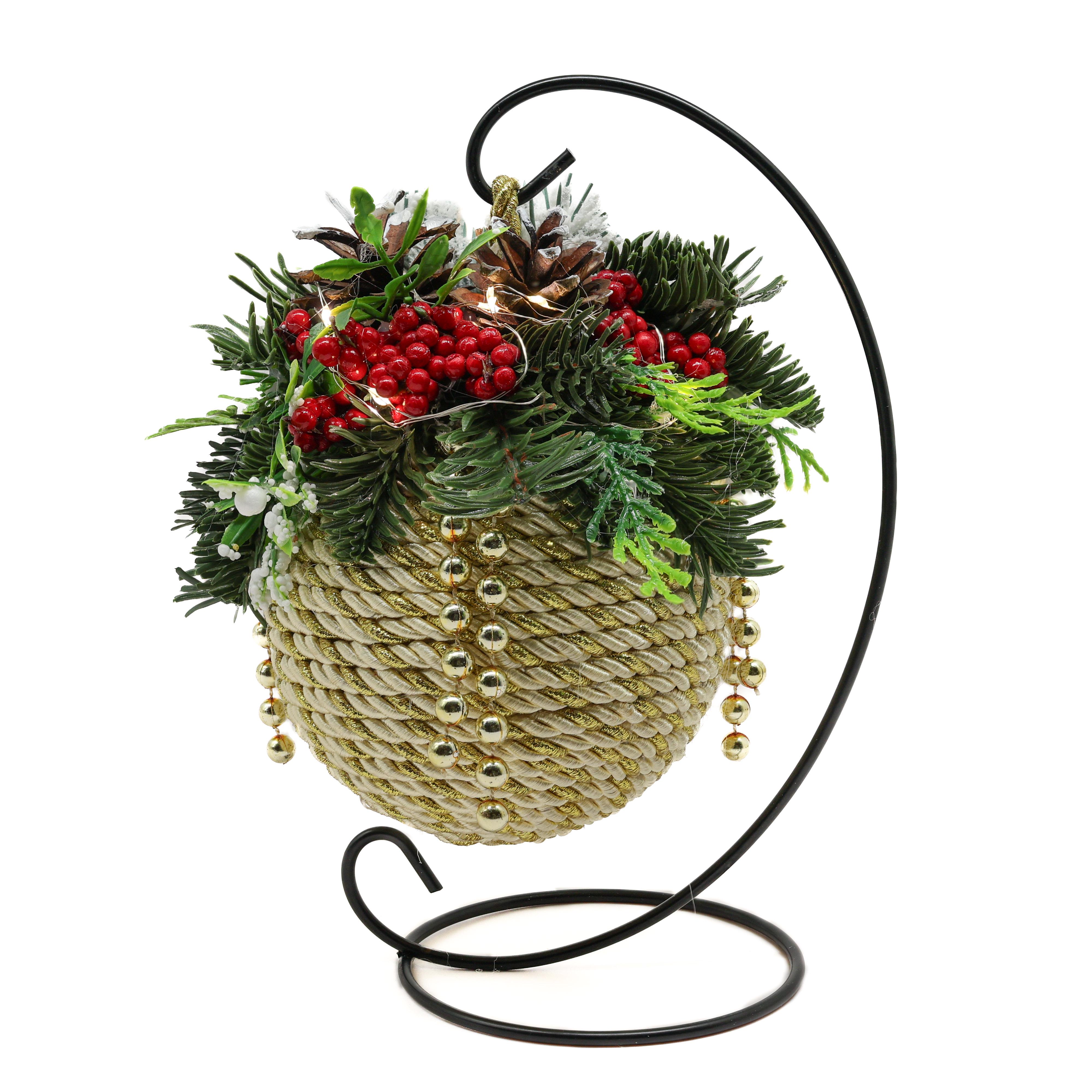 Композиция новогодняя GALA DECOR задекорированный золотистый шар 10 см (Ш1020ЛЗ)