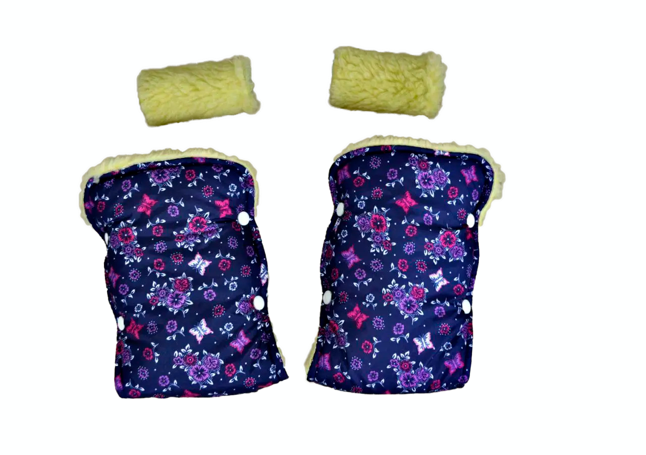 Муфта и перчатки для коляски/санок меховые Темно-фиолетовый (63-75-64)