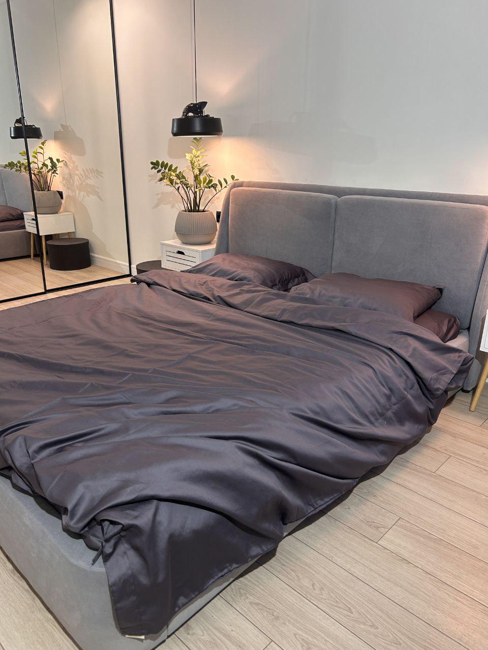 Комплект постільной білизни dobradia сатин 100% бавовна євро Темно-сірий
