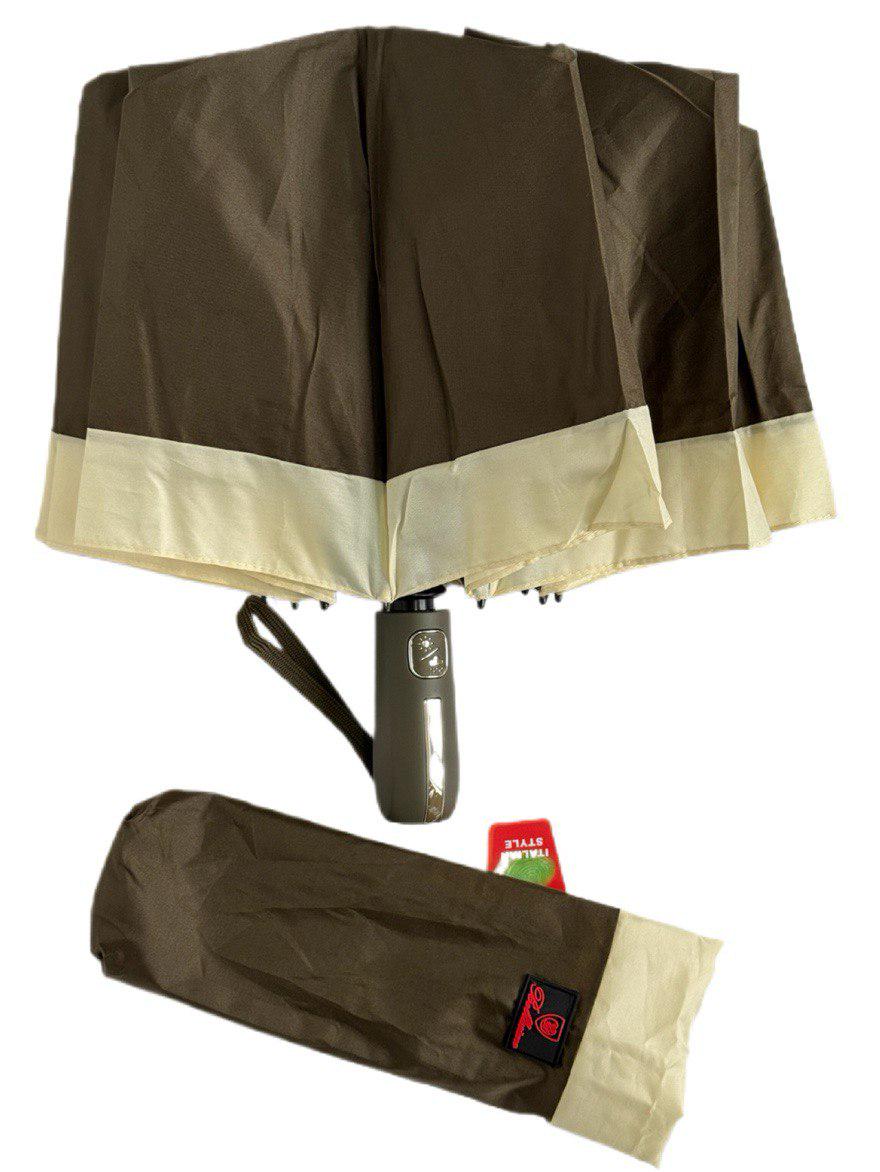 Парасолька автоматична жіноча Bellissimo 12 спиць 6 сегментів Коричневий з бежевою облямівкою (654/2) - фото 3