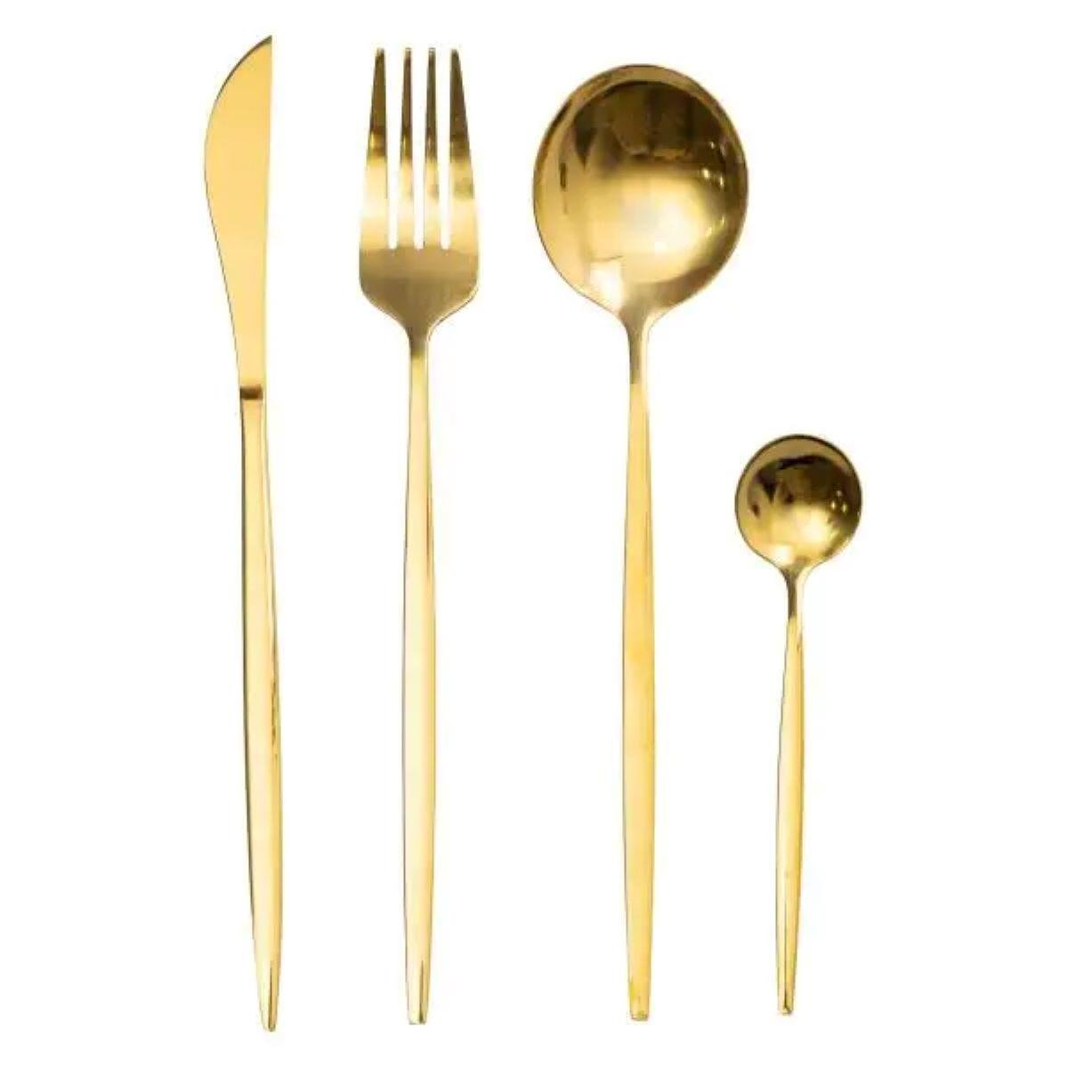 Набор столовых приборов на 6 персон 24 пр. Золотистый - фото 2