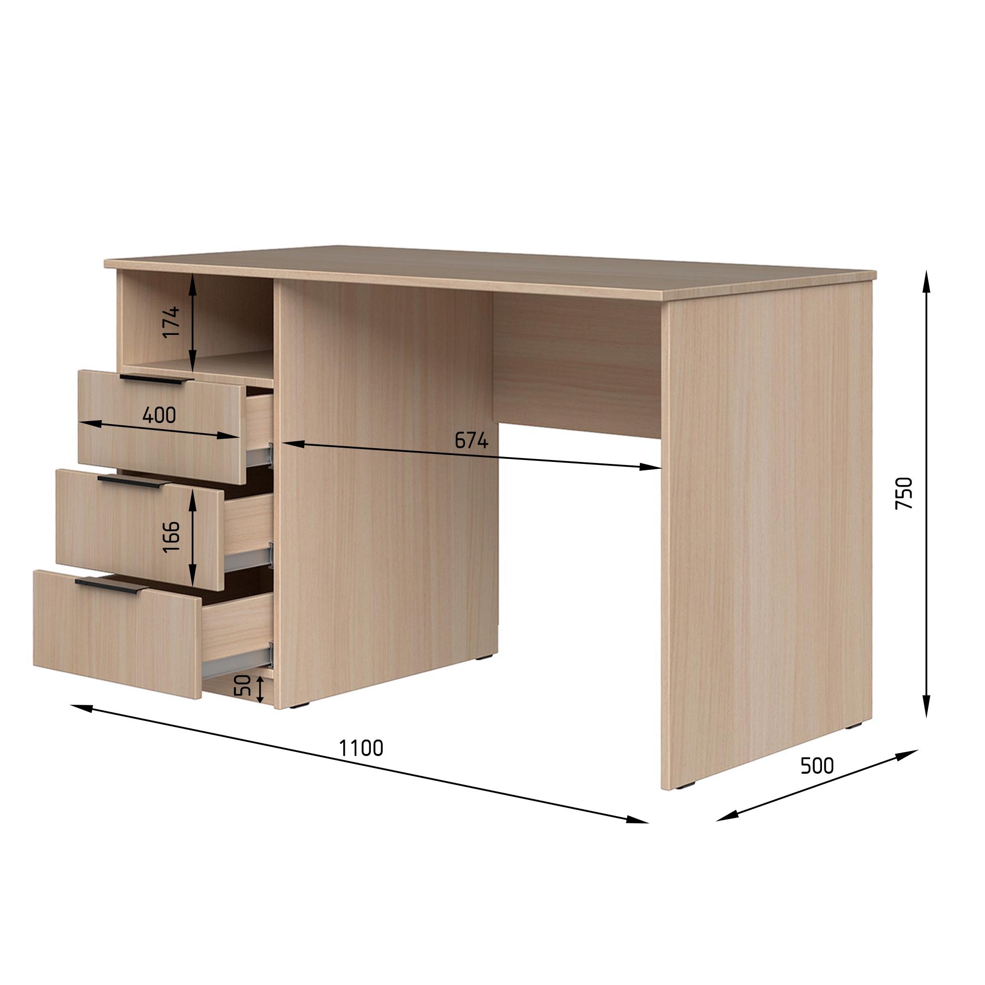 Стол письменный СП1 3Я SENAM 750х1100х500 мм ДСП Белый - фото 4