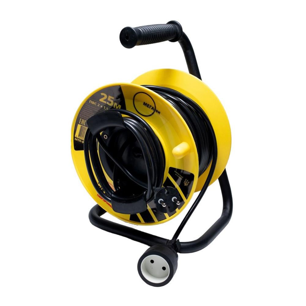 Удлинитель на катушке МЕГАтек ПВС с выносной розеткой 25 м/2х1,5 мм (24757556) - фото 1 Удлинитель на катушке МЕГАтек ПВС с выносной розеткой 25 м/2х1,5 мм (24757556) - фото 1
