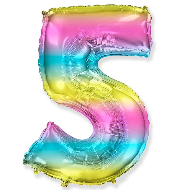 Шарик Цифра "5" 36 см Радуга
