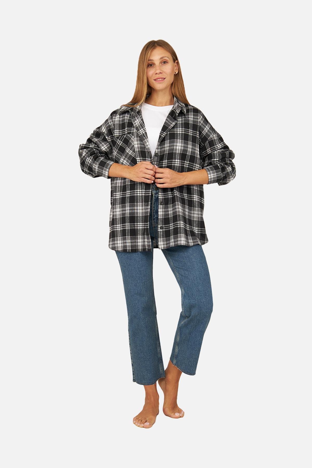 Рубашка женская ЦБ-00259283 с длинным рукавом р. 48 Черный (SKT001019084)