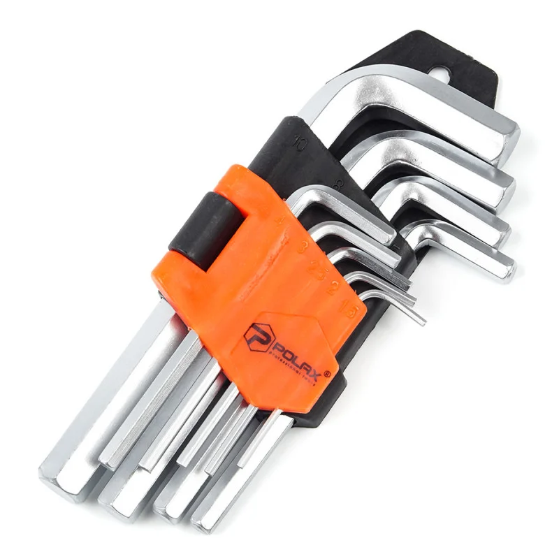 Набір шестигранних Г-подібних ключів Polax 9 пр. 1,5-10 мм Cr-V (25-005) Набір шестигранних Г-подібних ключів Polax 9 пр. 1,5-10 мм Cr-V (25-005)