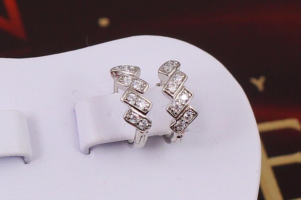 Серьги кольца Хuping Jewelry Елочка 1,3 см Серебристый