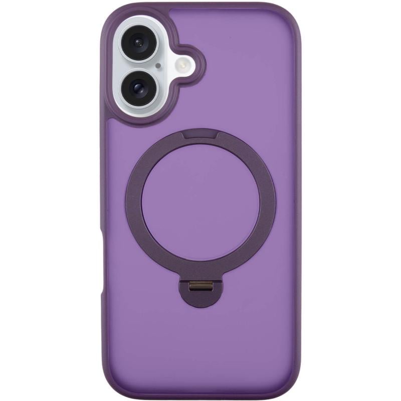 Противоударный TPU+PC чехол Metal Buttons with MagSafe Colorful HQ Ring для Apple iPhone 16 (6.1") Purple
