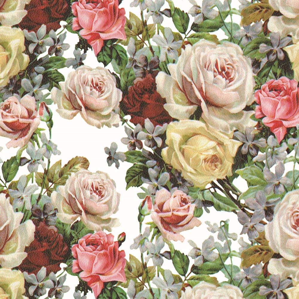 Клеенка Stenson France Цветы 1,4х30 м Белый (MA-4458)