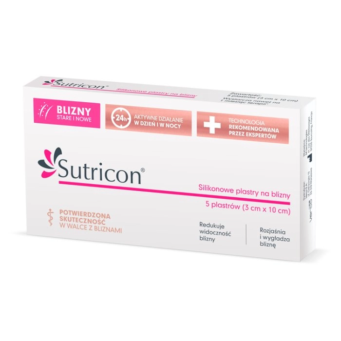Пластыри силиконовые для мелких рубцов Sutricon 3х10 см 5 шт. (33545583)