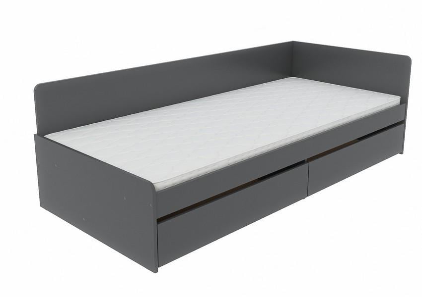 Кровать Эверест Соната-800 сплошной щит с ящиками 80x190 см Графитовый (ЕВ20679)