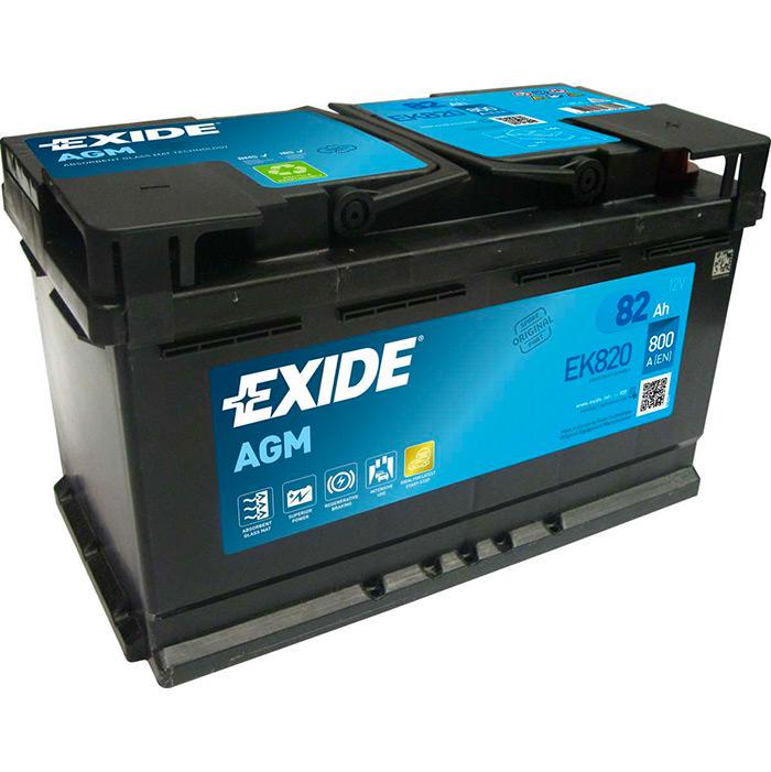 Аккумулятор автомобильный EXIDE Start-Stop EK820 AGM EN 6СТ-82 Ah АзЕ 800 А (154099)