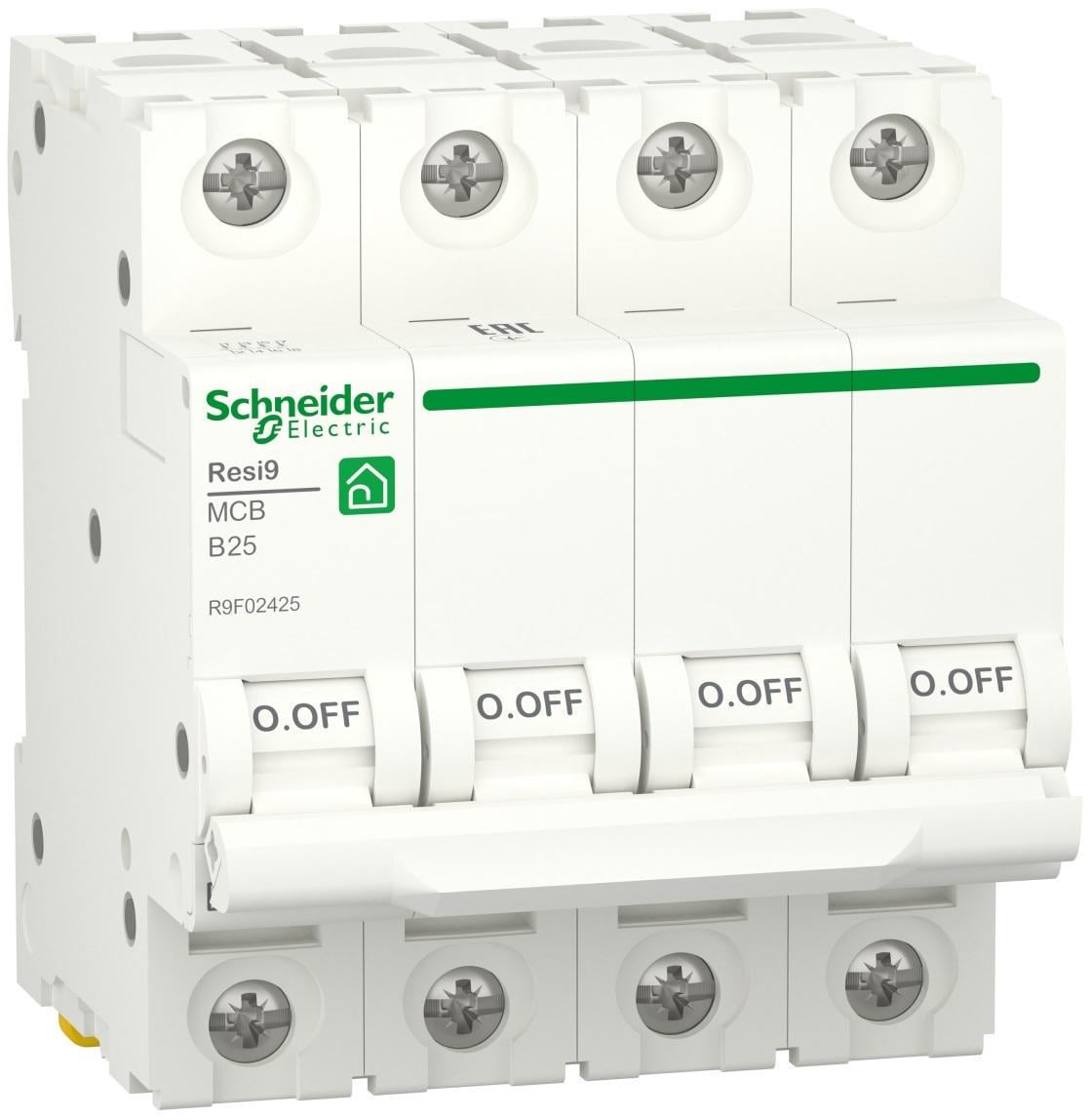 Автоматический выключатель Schneider Electric RESI9 4P 25A 6кА В (R9F02425) Автоматический выключатель Schneider Electric RESI9 4P 25A 6кА В (R9F02425)