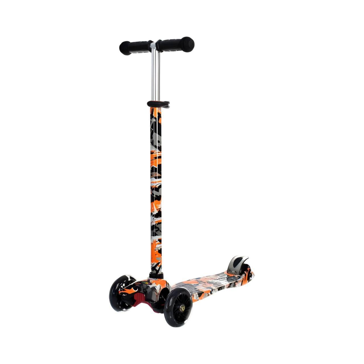 Самокат JR 3-055-2-WP2 трехколесный складной с подсветкой Оранжевый (24786410)