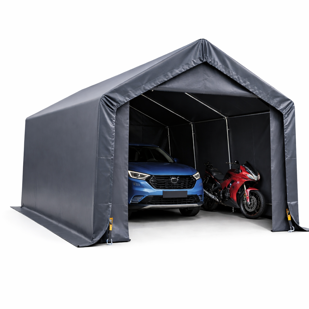 Навес двухскатный Helper HP-1085 12 м2 для автомобиля/мотоцикла/квадроцикла 4х3х2 м тентовый Черный