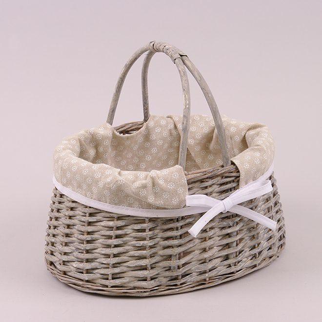 Корзина с тканью Flora 23х15х31 см Серый (39640)