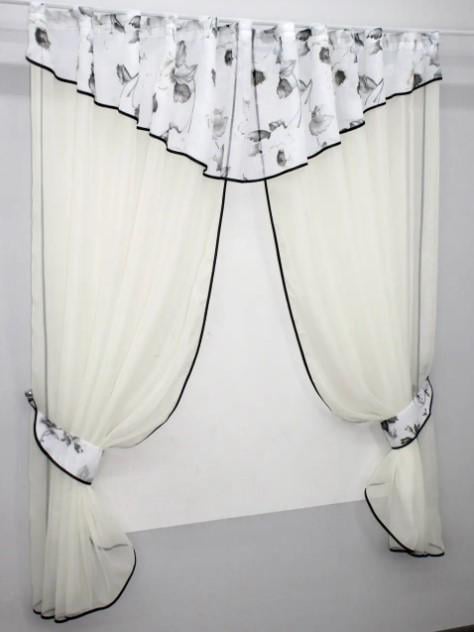 Комплект шторки/ламбрекен 290х170 см Молочный/Серый (084к) - фото 3 Комплект шторки/ламбрекен 290х170 см Молочный/Серый (084к) - фото 3