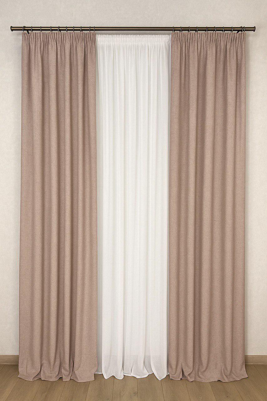 Комплект штор Льон-Рогожка 2 шт. 250x280 см Тепло-Бежевий - фото 1