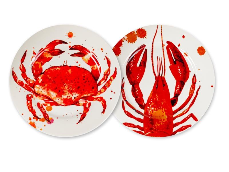 Набор из двух фарфоровых тарелок Lefard Red shells 922-113 19 см Белый с красным