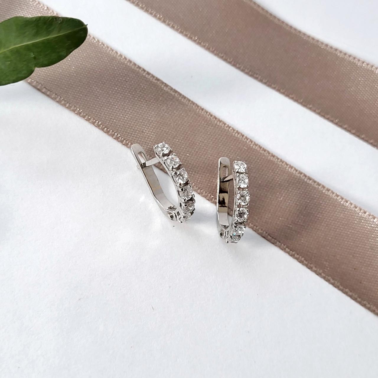 Серьги Дорожка с белыми камнями из серебра 925 пробы 1,53 г (82140б)