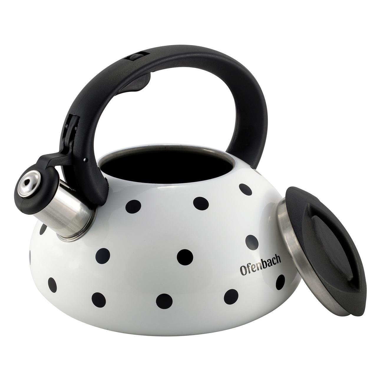 Чайник из нержавеющей стали со свистком и нейлоновой ручкой Ofenbach для индукции и газа 2,5 л - фото 4 Чайник из нержавеющей стали со свистком и нейлоновой ручкой Ofenbach для индукции и газа 2,5 л - фото 4