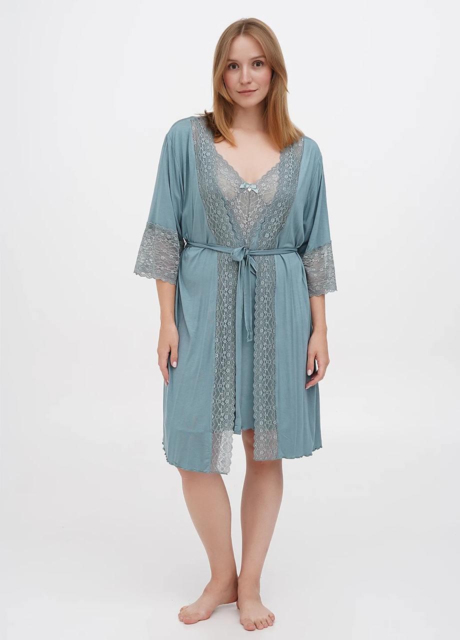 Комплект женский ночная рубашка/халат Cotpark XL Зеленый (16197-03-XL)